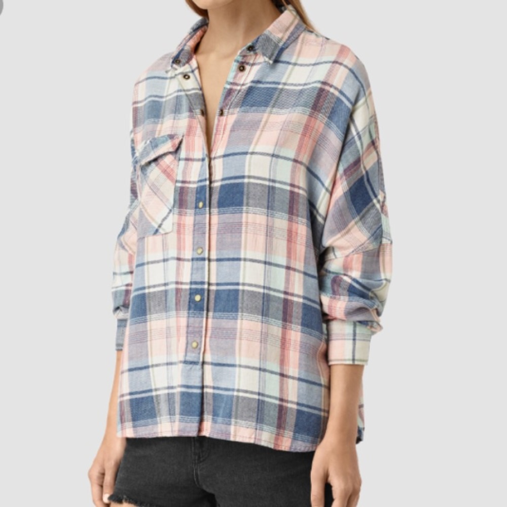 Allsaints oversized plaid flannel shirt